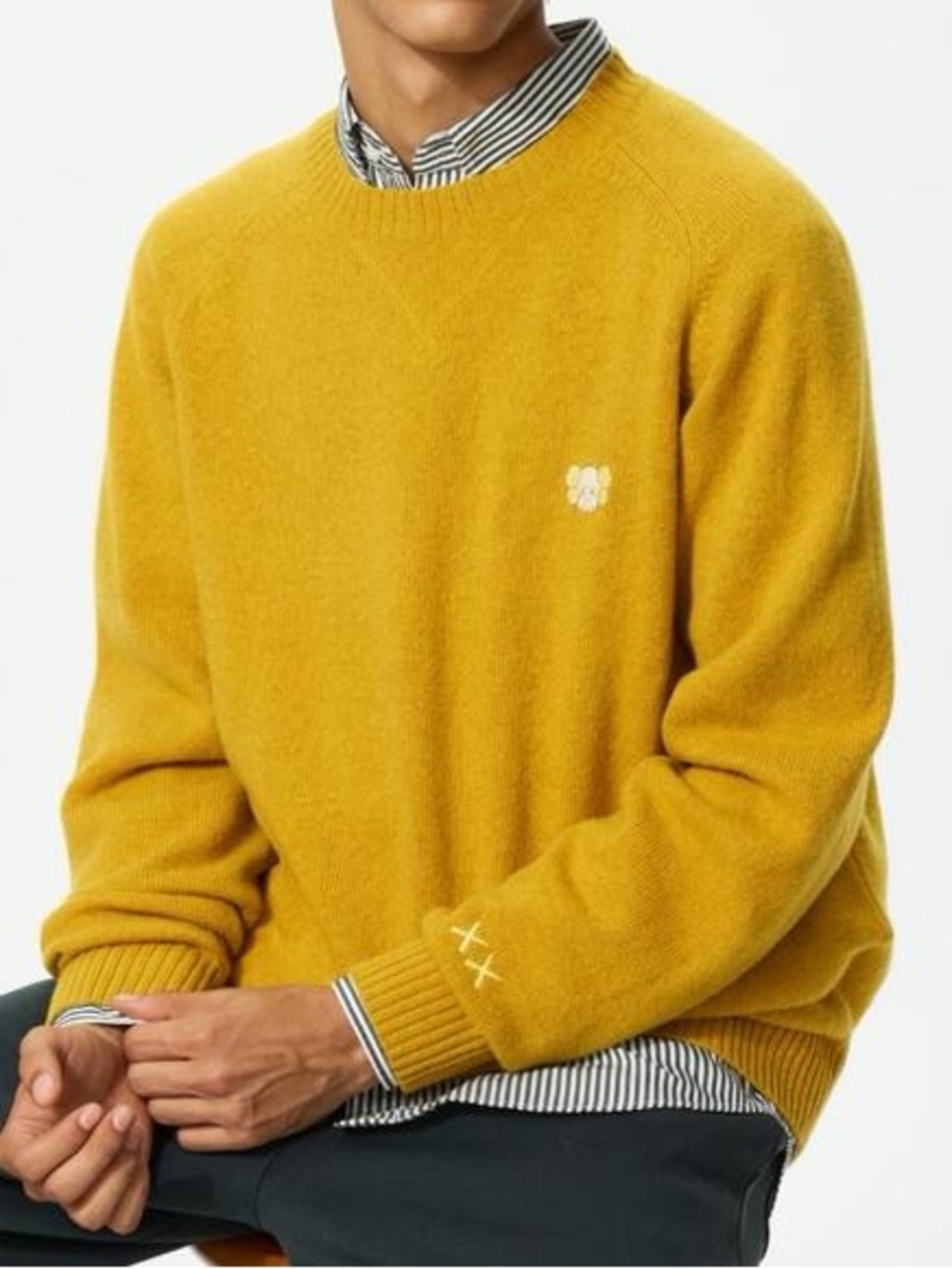 NWT | Uniqlo x KAWS | Men's Mustard Yellow Crewneck Sweater
